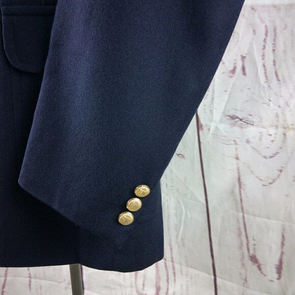 Jos A Bank Clothiers Red Label 44L Wool 2 Gold Button Blue Blazer Sport Coat - Picture 5 of 13